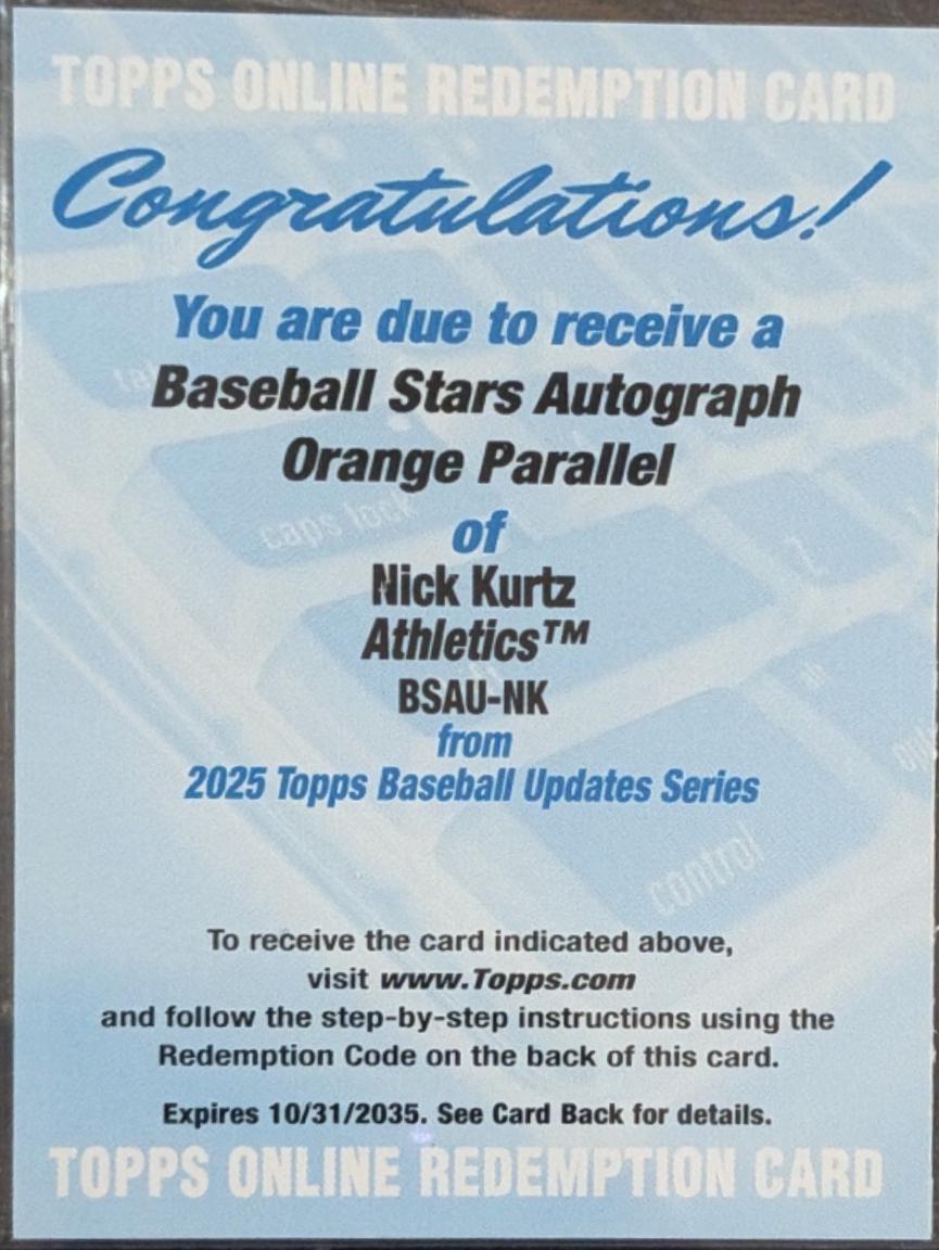 Nick Kurtz [Orange] #BSAU-NK