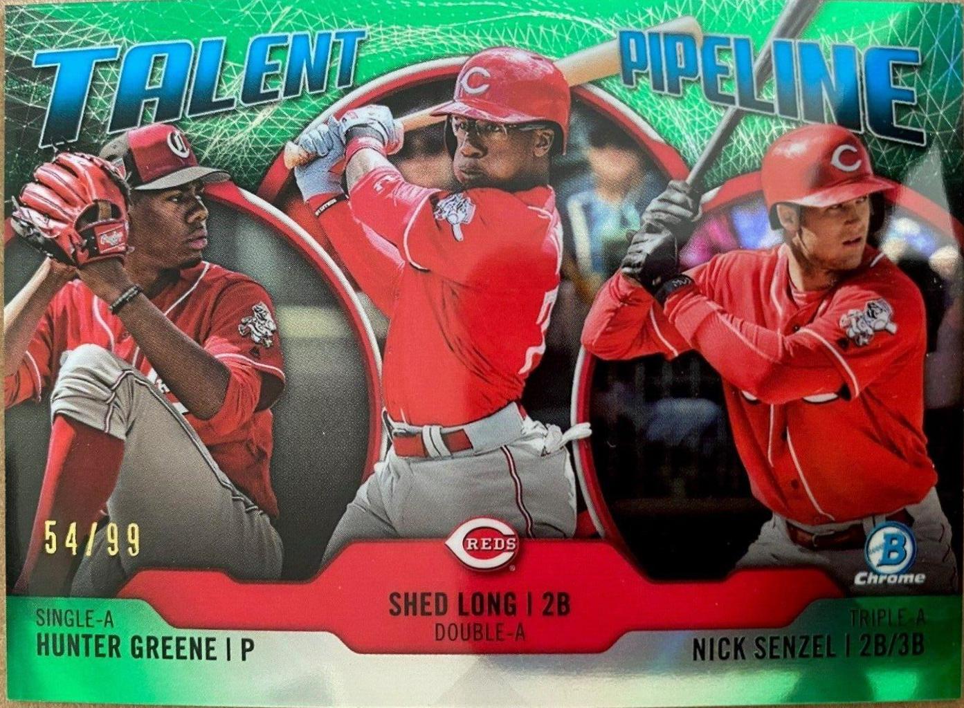 Hunter Greene, Shed Long, Nick Senzel [Green Refractor] #CIN