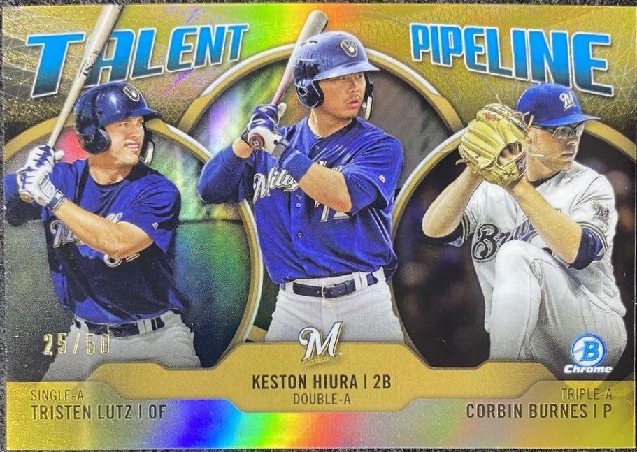 Tristen Lutz, Keston Hiura, Corbin Burnes [Gold Refractor] #MIL