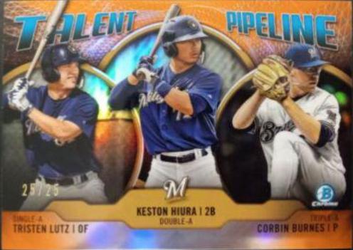 Tristen Lutz, Keston Hiura, Corbin Burnes [Orange Refractor] #MIL