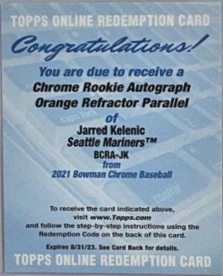 Jarred Kelenic [Orange Refractor] #BCRA-JK