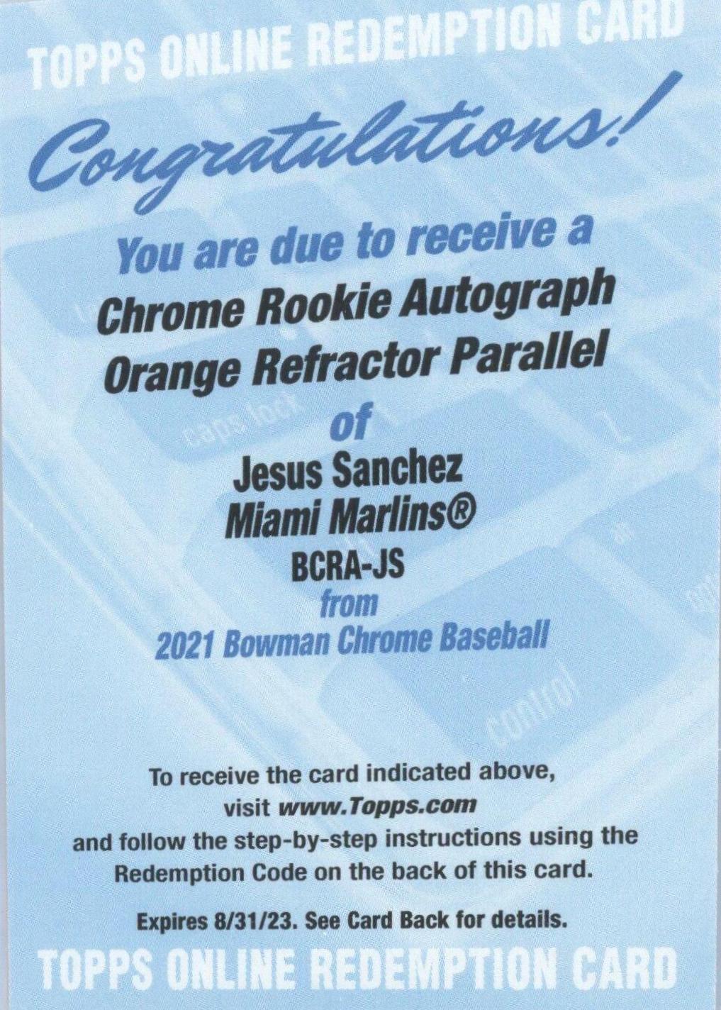 Jesus Sanchez [Orange Refractor] #BCRA-JS