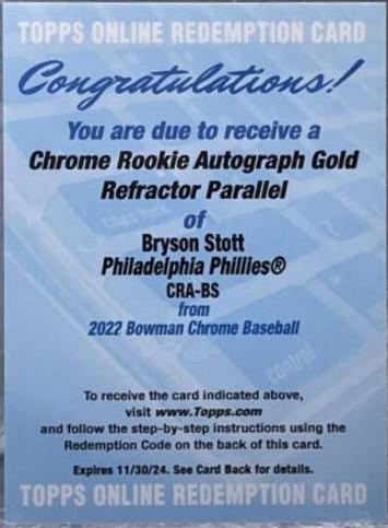 Bryson Stott [Gold Refractor] #CRA-BS
