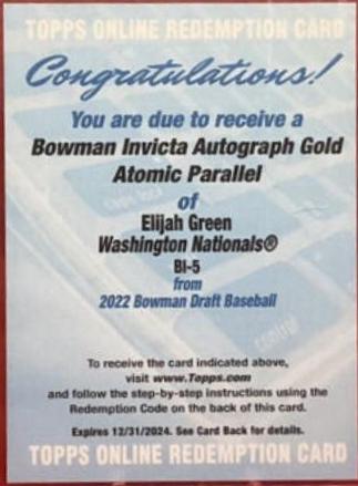 Elijah Green [Autograph Gold Atomic] #BI-5