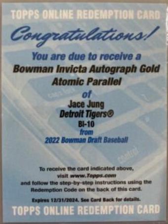 Jace Jung [Autograph Gold Atomic] #BI-10