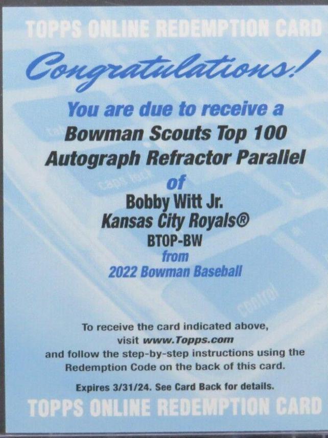 Bobby Witt Jr. [Autograph] #BTP-5