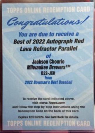 Jackson Chourio [Red Lava] #B22-JCH