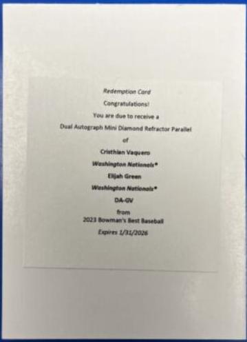 Cristhian Vaquero, Elijah Green [Mini Diamond] #DA-GV