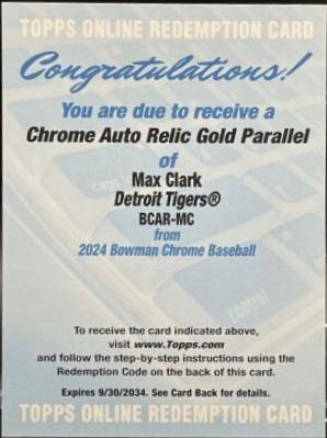Max Clark [Gold Refractor] #BCAR-MC
