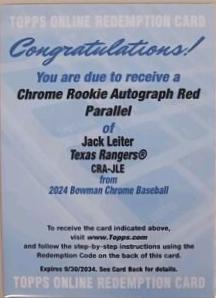 Jack Leiter [Red Refractor] #CRA-JLE