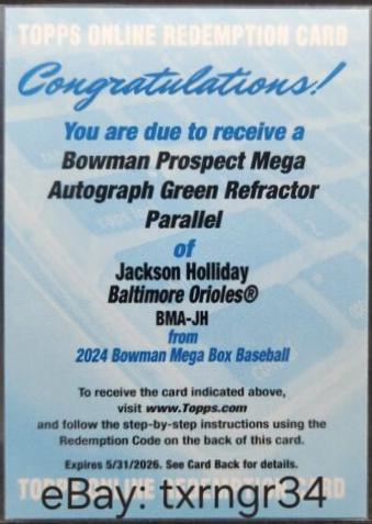 Jackson Holliday [Green Refractor] #BMA-JH