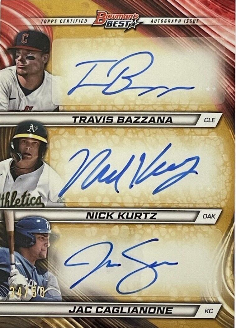 Travis Bazzana / Jac Caglianone / Nick Kurtz [Gold Refractor] #TA-BKC