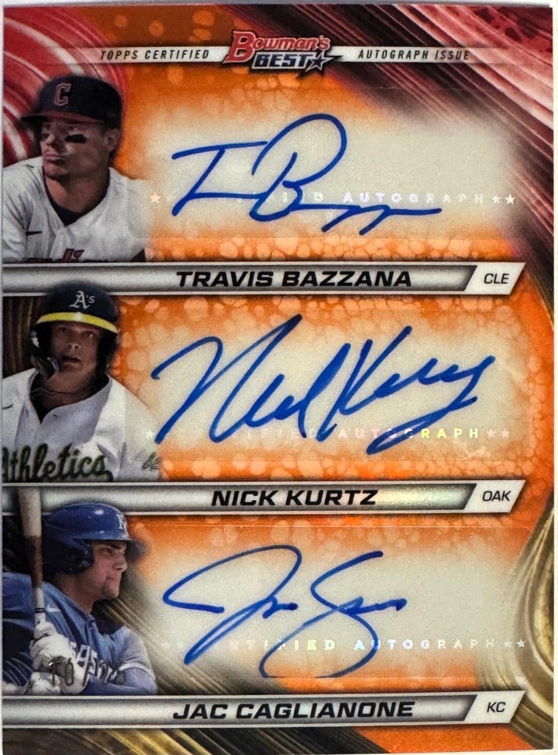 Travis Bazzana / Jac Caglianone / Nick Kurtz [Orange Refractor] #TA-BKC
