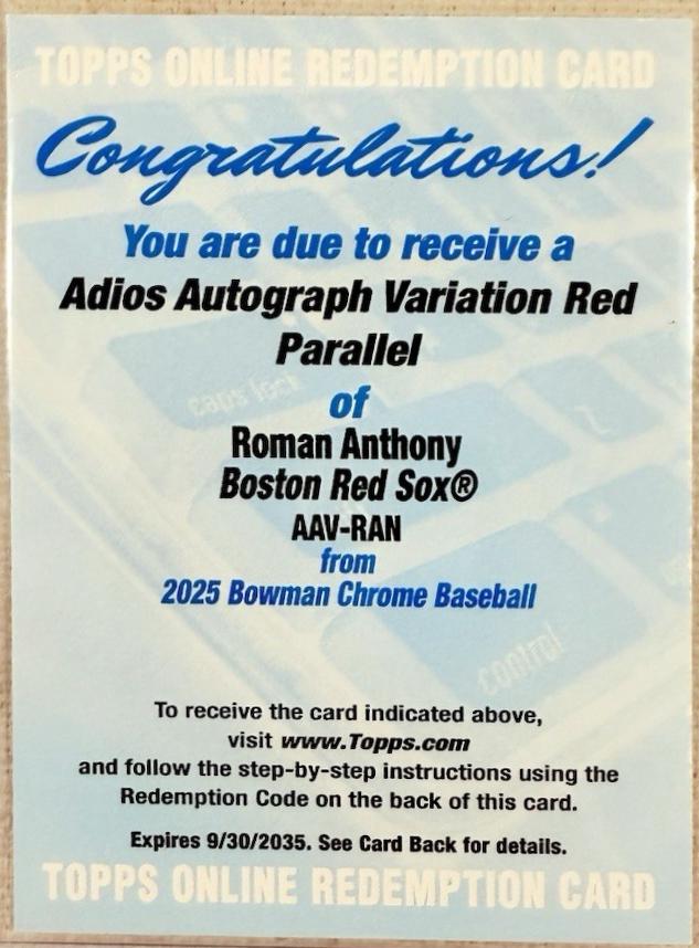 Roman Anthony [Red Refractor] #AAV-RAN