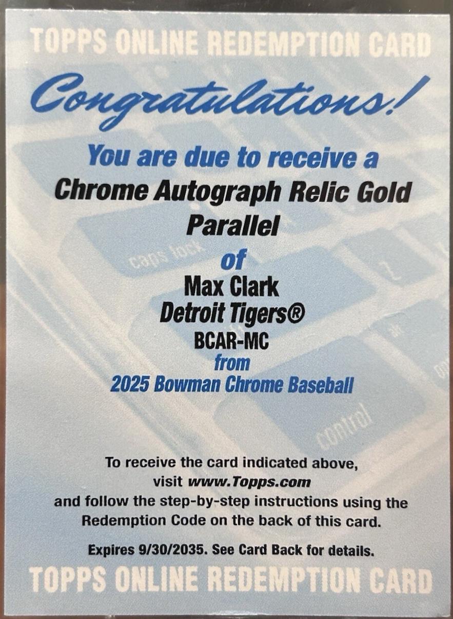 Max Clark [Gold Refractor] #BCAR-MC