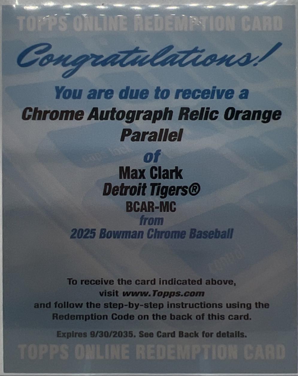 Max Clark [Orange Refractor] #BCAR-MC