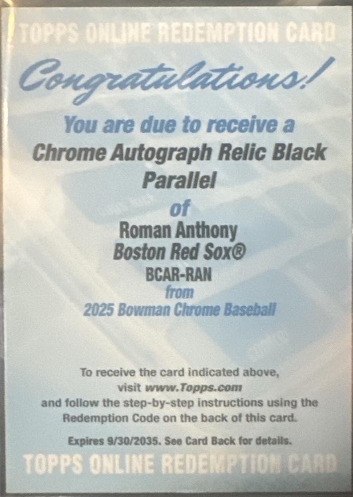 Roman Anthony [Black Refractor] #BCAR-RAN