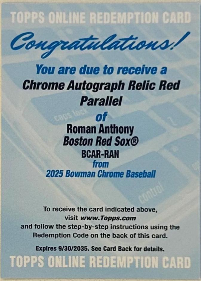 Roman Anthony [Red Refractor] #BCAR-RAN