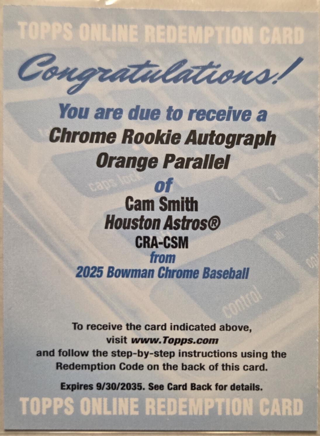 Cam Smith [Orange Refractor] #CRA-CSM