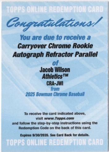 Jacob Wilson [Refractor] #CRA-JWI