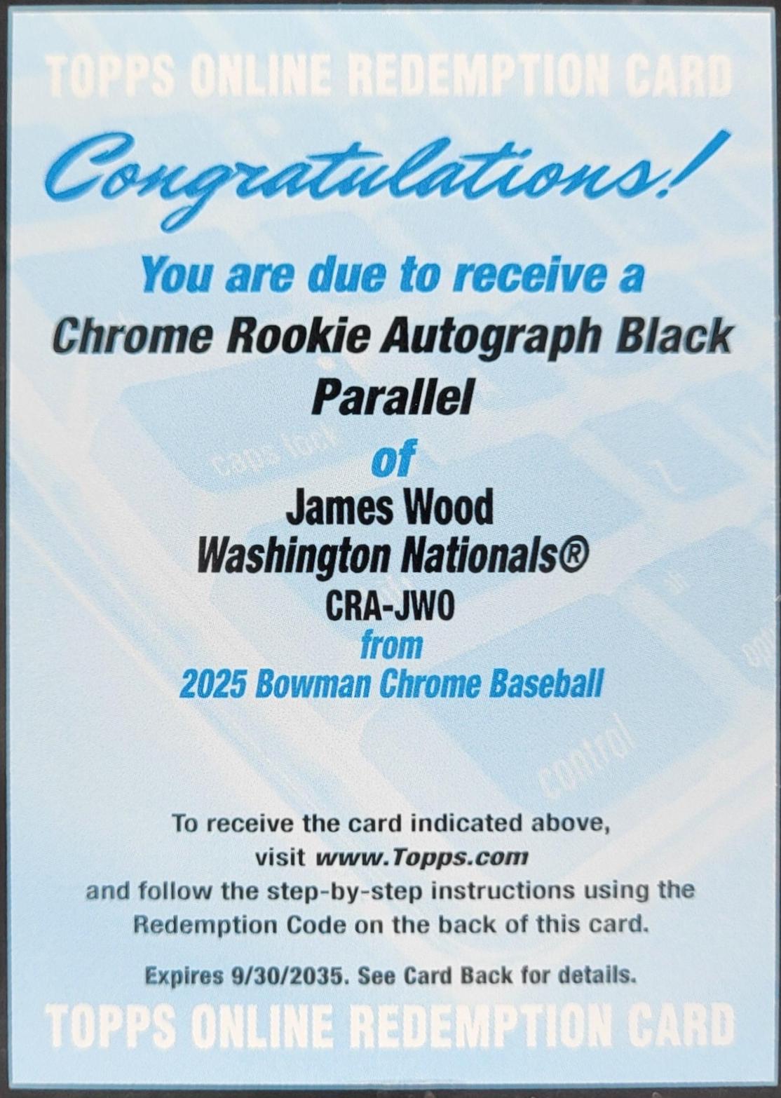 James Wood [Black Refractor] #CRA-JWO