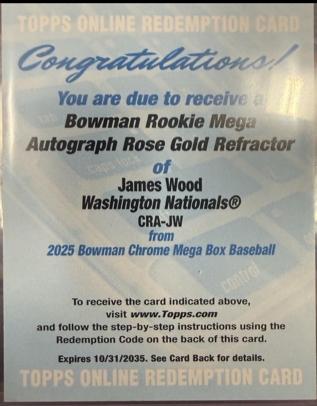 James Wood [Rose Gold Mojo Refractor] #CRA-JW