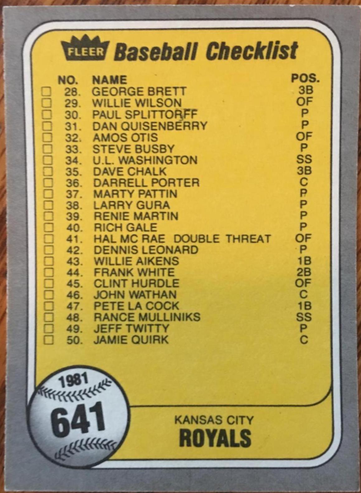 Checklist 1-50 [41 Hal McRae Double Threat] #641