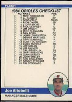 Joe Altobelli [Orioles, Royals Checklist] #647