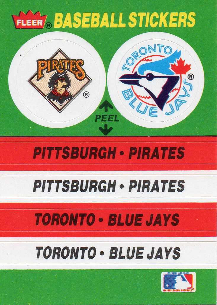 Pittsburgh Pirates - Toronto Blue Jays Team Sticker