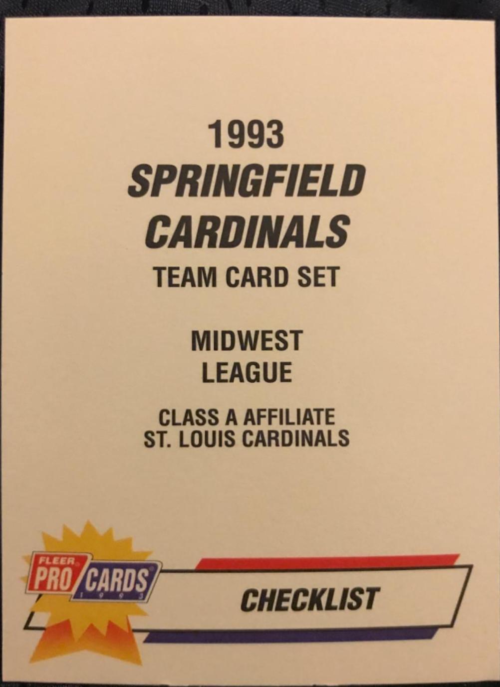 Springfield Cardinals Checklist #1869