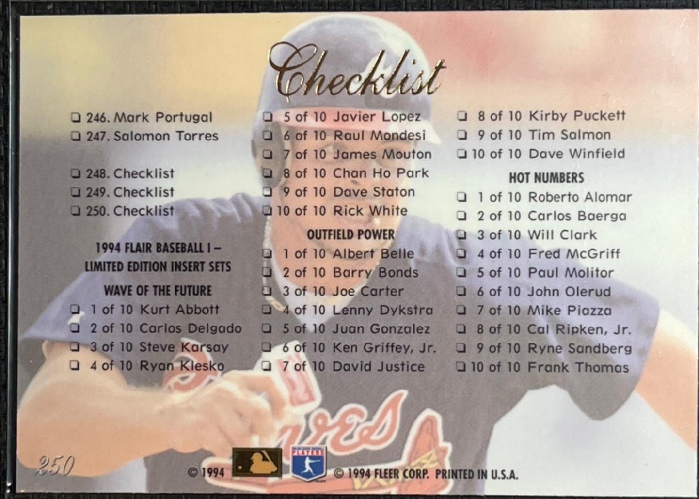 Checklist #195-250 & Inserts #250