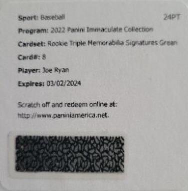 Joe Ryan [Patch Autograph Green] #124