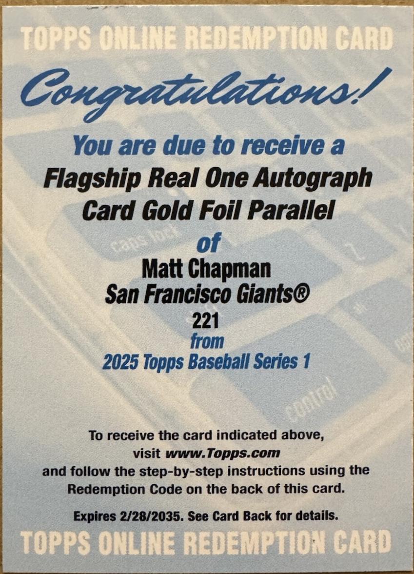 Matt Chapman [Gold Foil Flagship Real One Autograph] #221