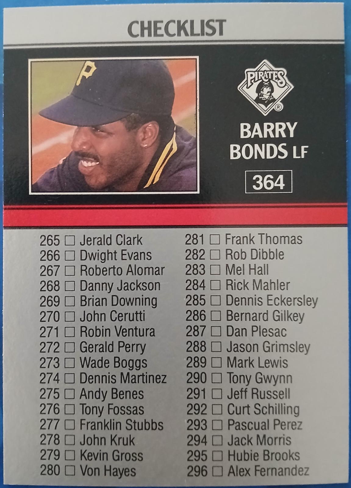 Checklist 265-356 [Barry Bonds] #364