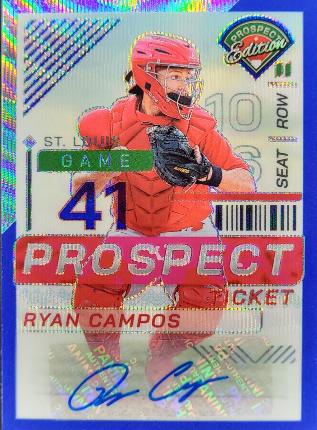 Ryan Campos [Blue Wave Holo Ticket Signature] #100