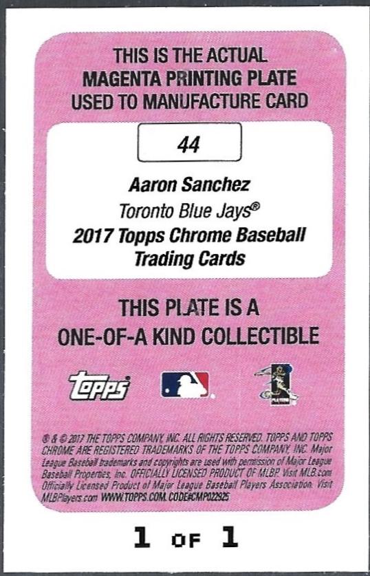 Aaron Sanchez [Printing Plate] #44