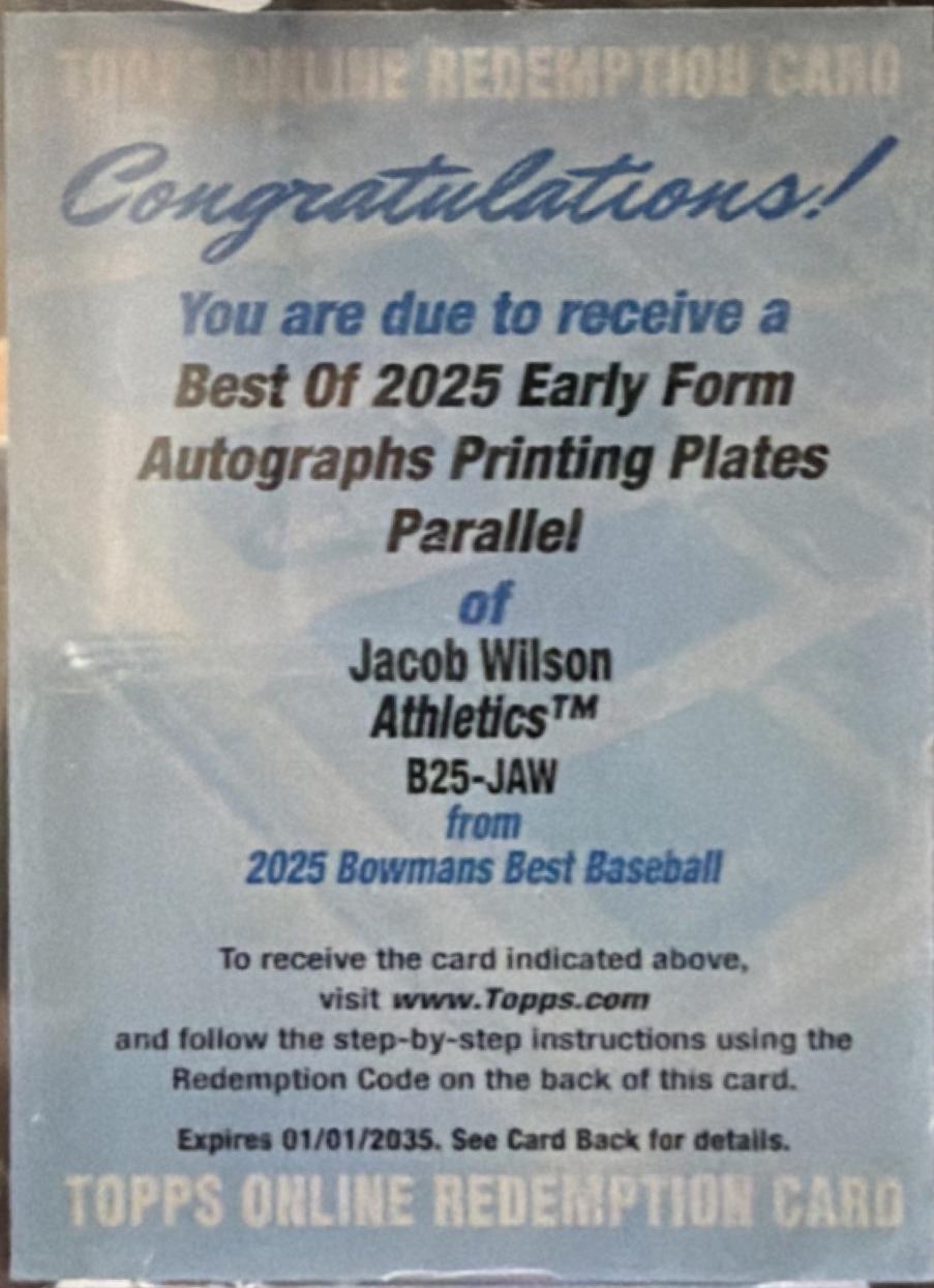 Jacob Wilson [Printing Plate] #B25-JAW
