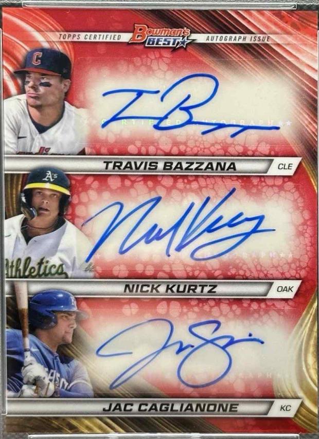 Travis Bazzana / Jac Caglianone / Nick Kurtz [Red Refractor] #TA-BKC