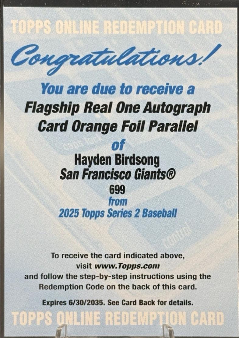 Hayden Birdsong [Orange Foil Real One Autograph] #699