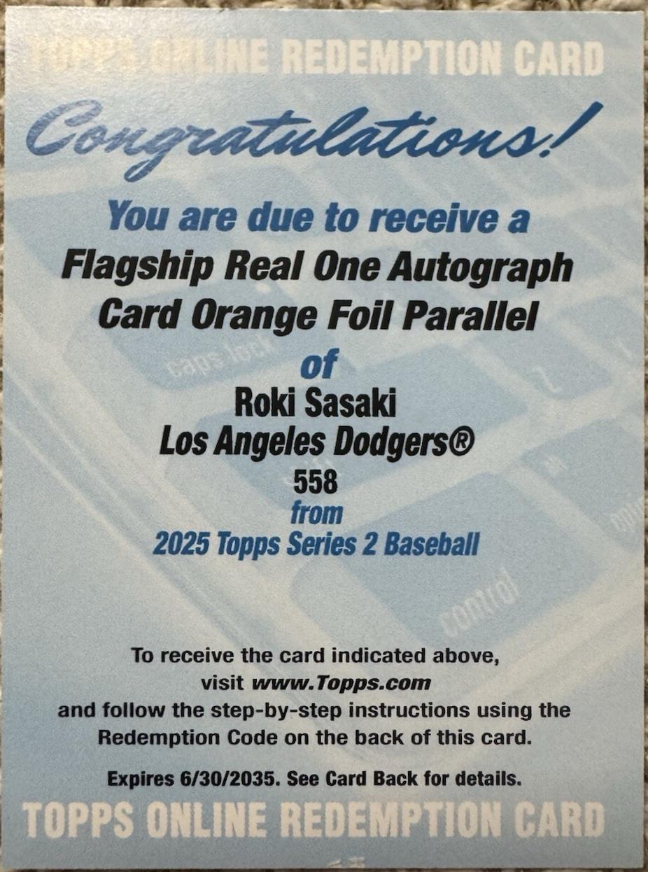 Roki Sasaki [Orange Foil Real One Autograph] #558