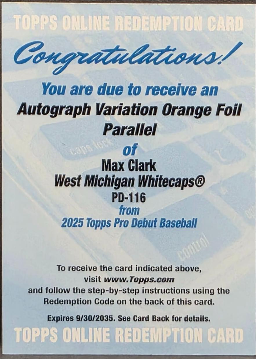 Max Clark [Orange Autograph] #PD-116
