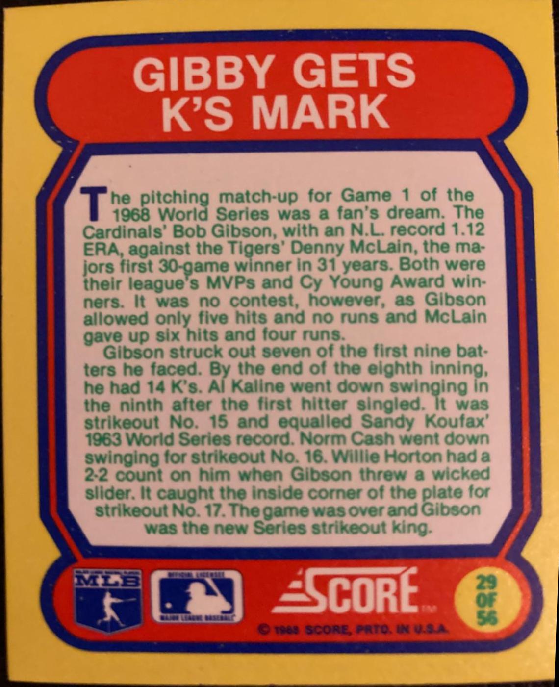 Gibby Gets K’s Mark #29