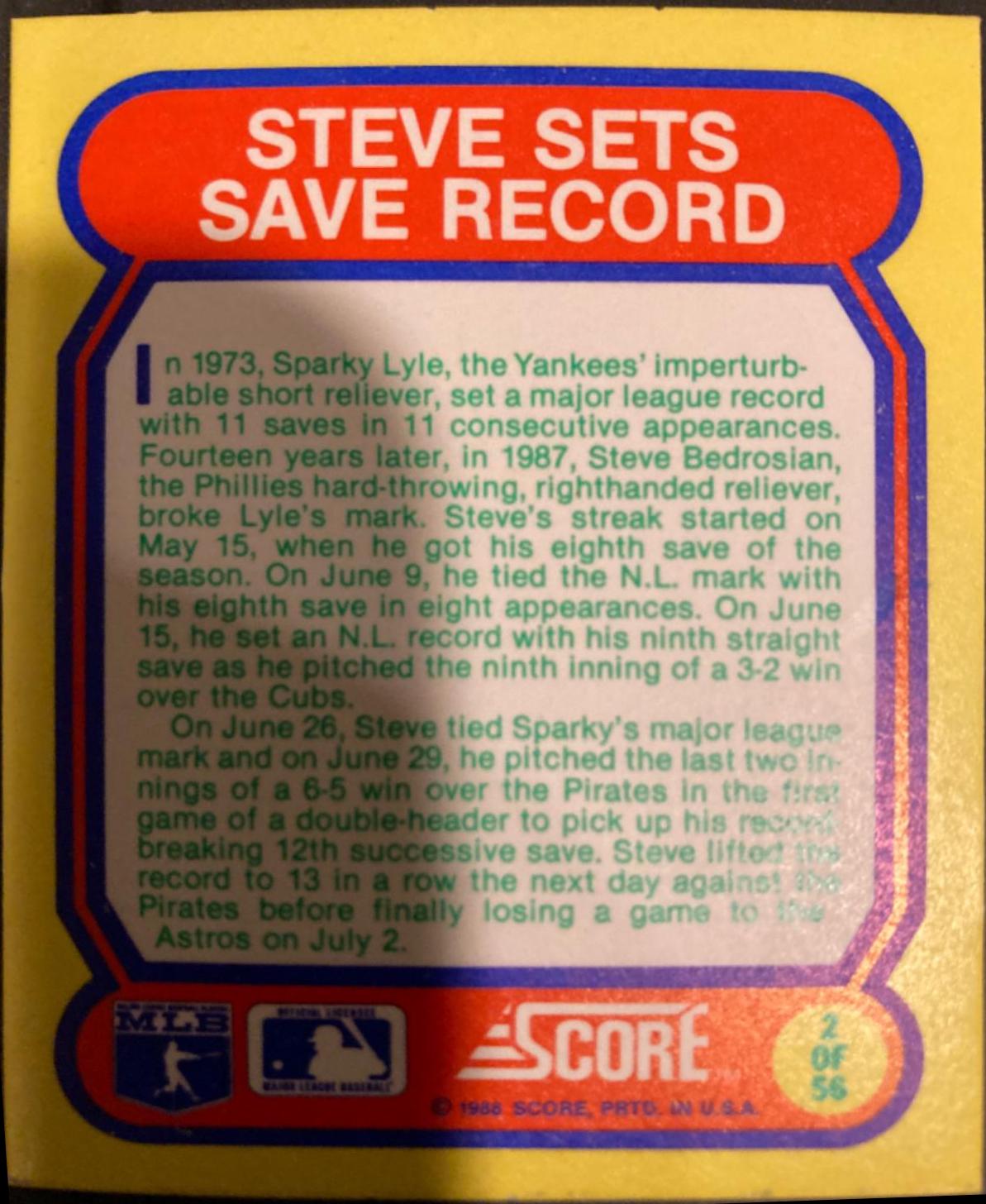 Steve Sets Save Record #2