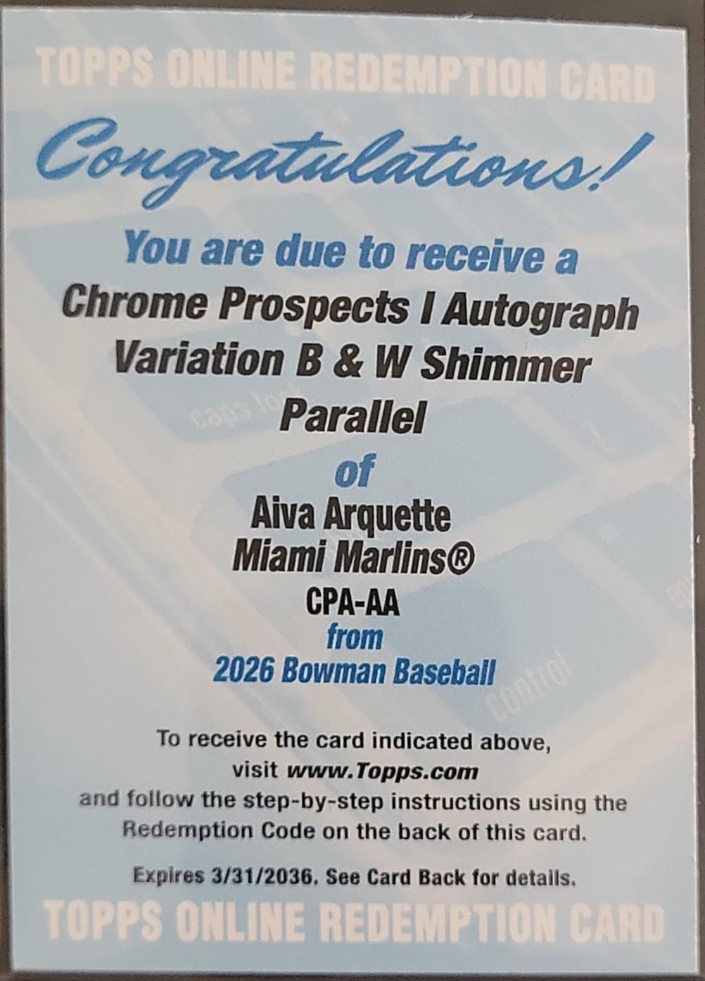 Aiva Arquette [Black White Shimmer Refractor] #CPA-AA