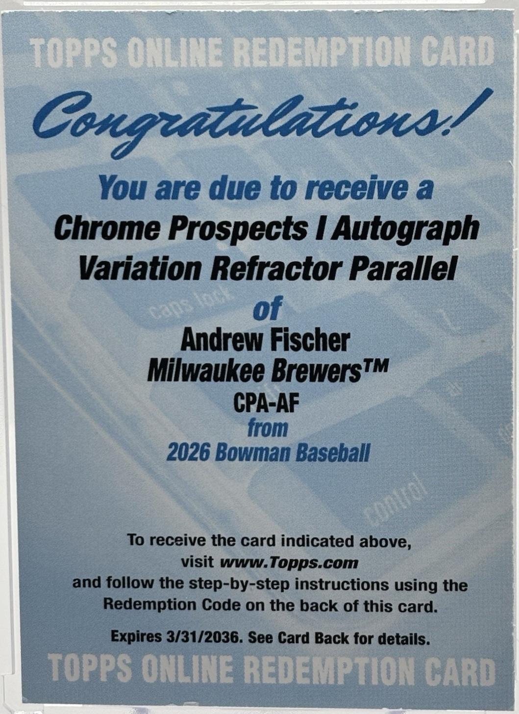 Andrew Fischer [Refractor] #CPA-AF