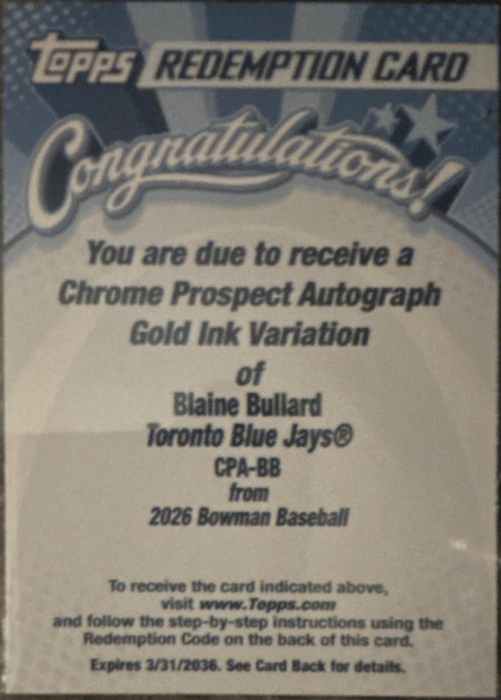 Blaine Bullard [Gold Ink] #CPA-BB
