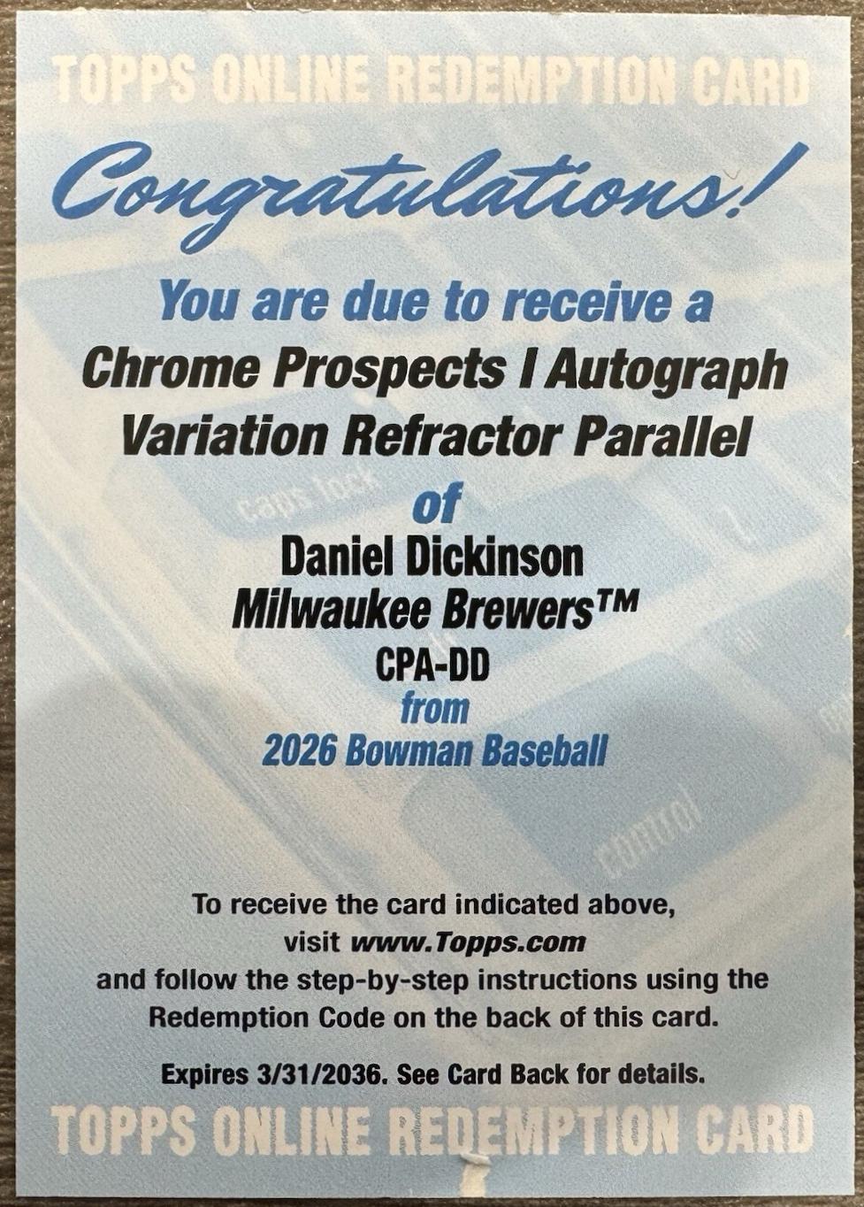 Daniel Dickinson [Refractor] #CPA-DD