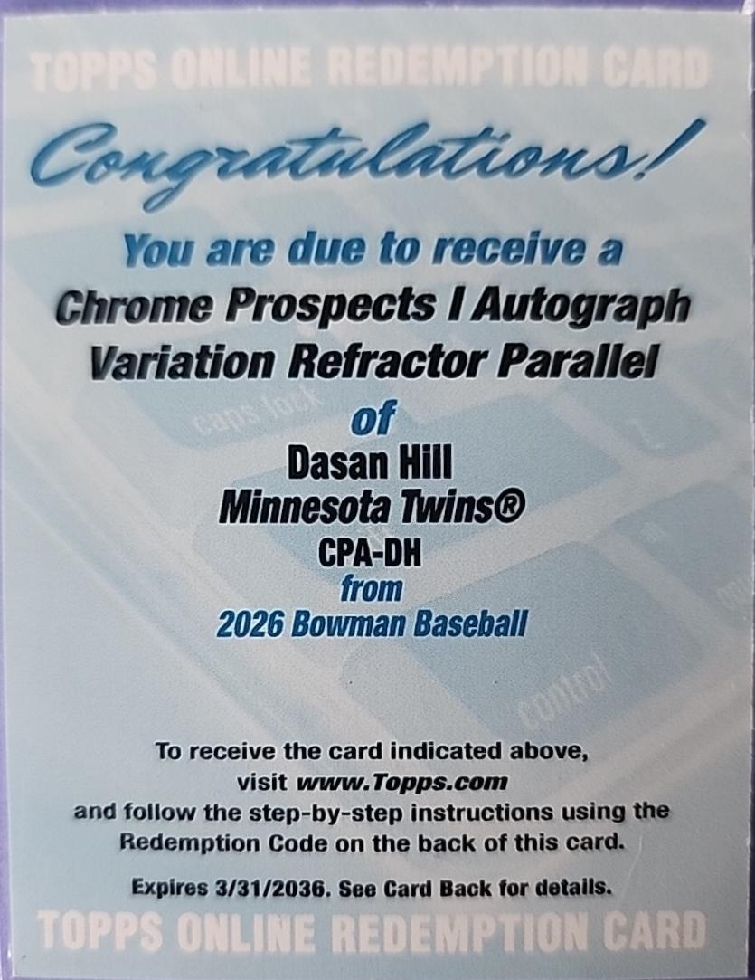 Dasan Hill [Refractor] #CPA-DH