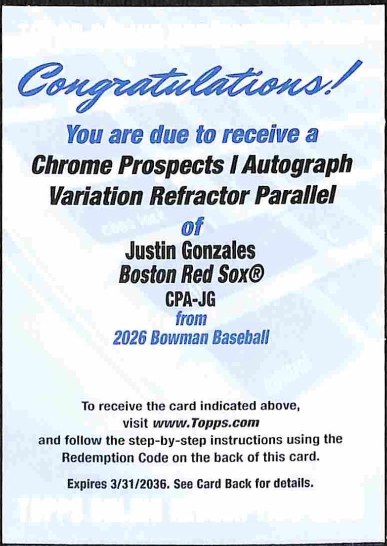 Justin Gonzales [Refractor] #CPA-JG