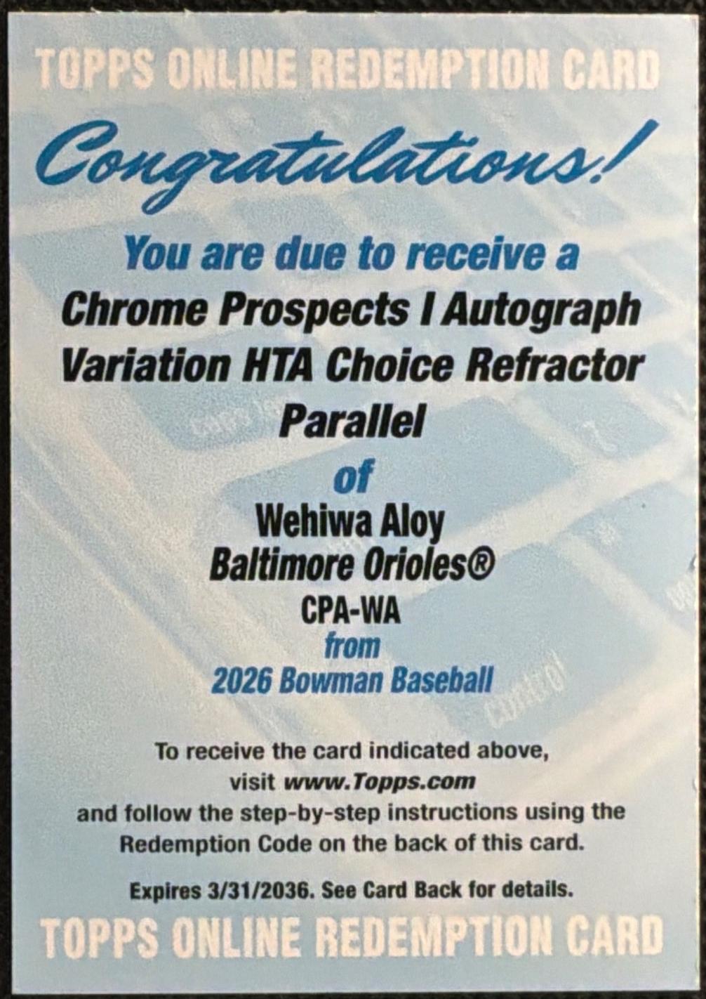 Wehiwa Aloy [HTA Choice] #CPA-WA